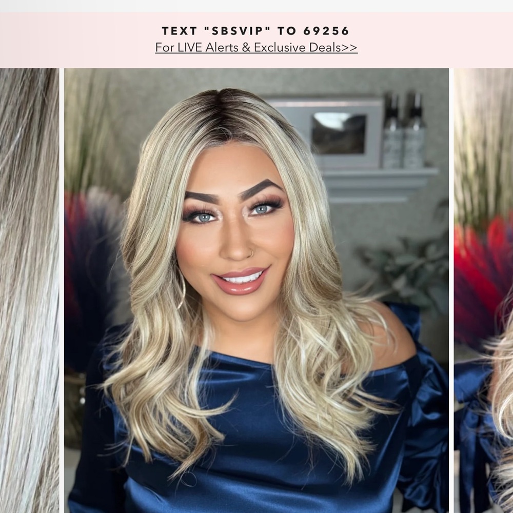 Cream Wavy Wig with Voluminous Waves and Seamless Blend
